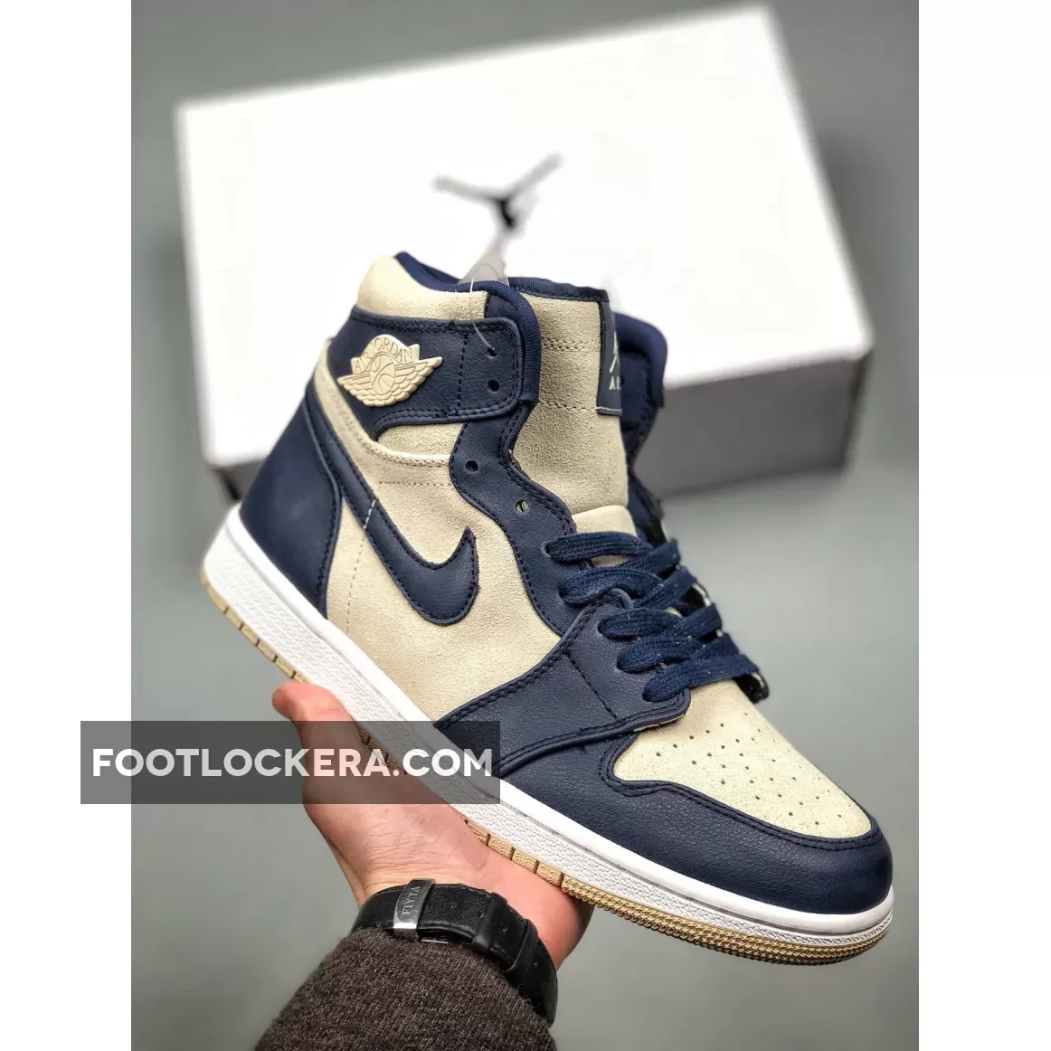 Air Jordan 1 Mid Midnight Navy/Light Cream-White AQ9131-401 - cream nike jordan 1