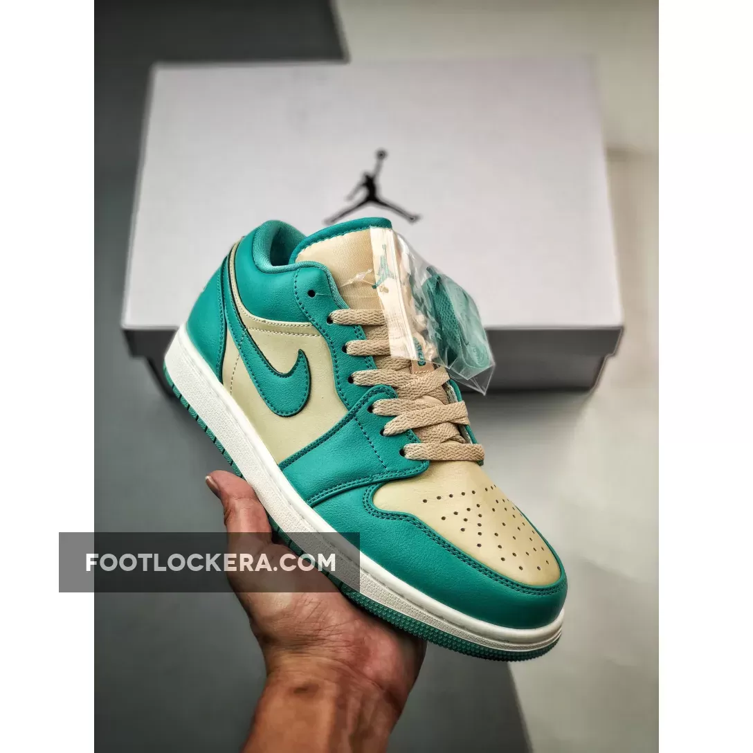 Air Jordan 1 Low Tropical Teal Green/Sandy Beige - jordan 1 low beige